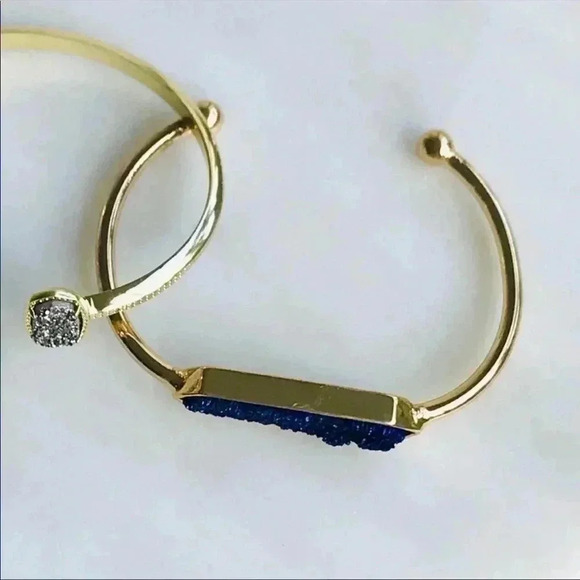 Blue Drusy Gold Cuff Bracelet - Picture 5 of 8